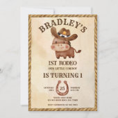 Little cowboy cute baby horse in a hat birthday invitation (Front)