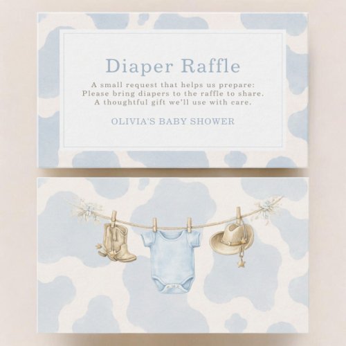 Little Cowboy Diaper Raffle Baby Shower Enclosure Card