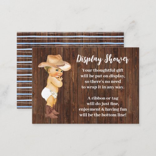 Little Cowboy Display No Wrapping Baby Shower Enclosure Card