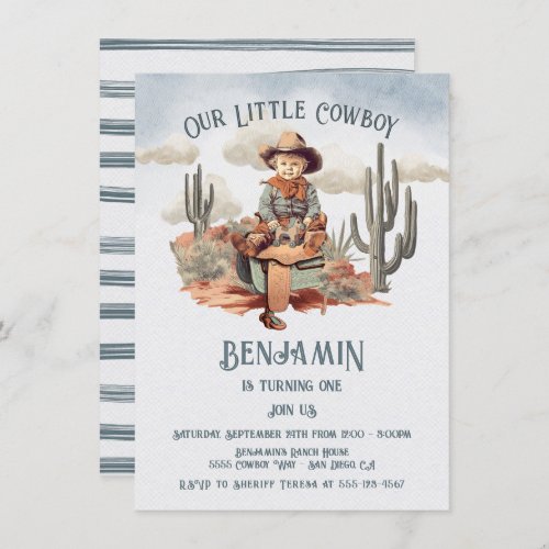 Little Cowboy First Birthday Party Invitation