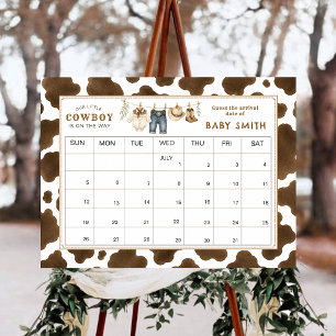 Little Cowboy Guess the Due Date Calendar Sign