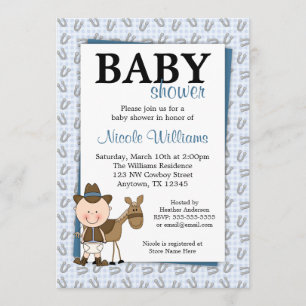 Little Cowboy Horseshoes Baby Shower Invitations