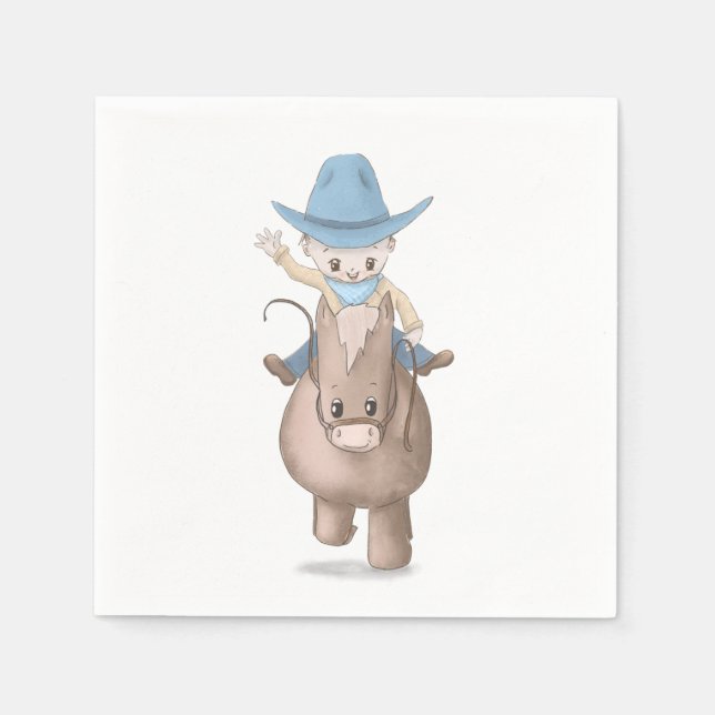 Little Cowboy Kids Western Birthday Party Napkins (Front)