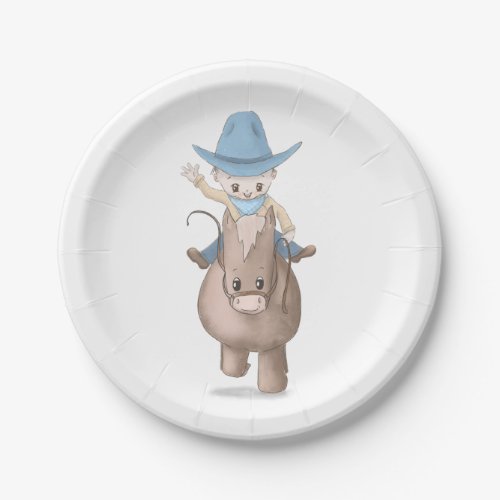 Little Cowboy Kids Western Party Paper Plates
