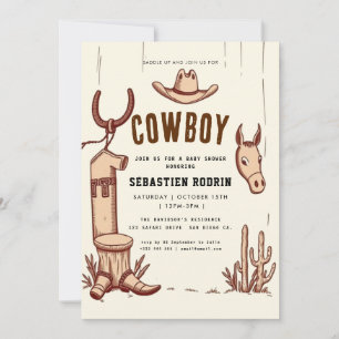 Little Cowboy Modern Baby Shower Invitation