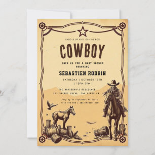 Little Cowboy Modern Baby Shower Invitation
