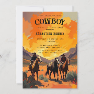 Little Cowboy Modern Baby Shower Invitation