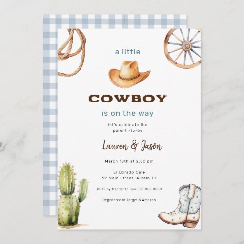 Little Cowboy Modern Baby Shower Invitation