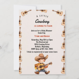 Little Cowboy Modern Western Baby Shower Invitation