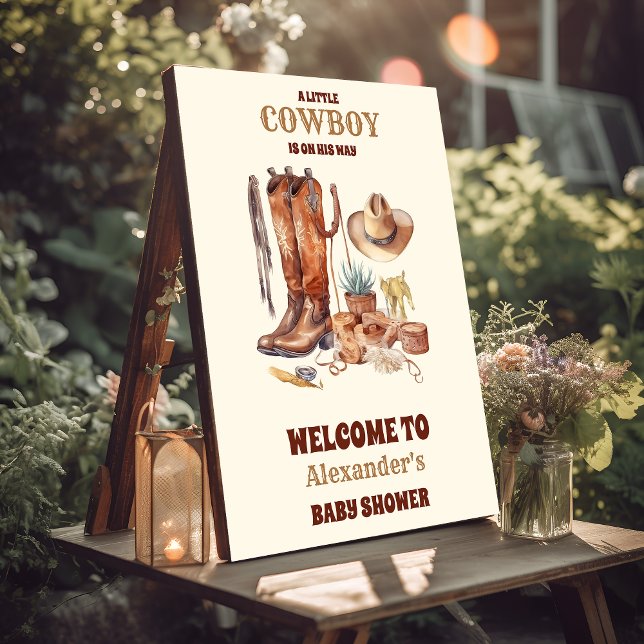Little Cowboy Modern Western Rodeo Baby Shower Foam Board (Creator Uploaded)