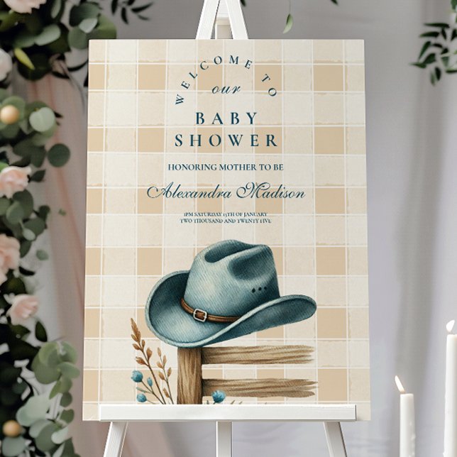 Little Cowboy Modern Western Rodeo Baby Shower Foam Board (Creator Uploaded)