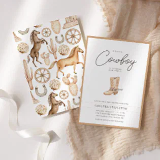 Little Cowboy Modern Western Rodeo Baby Shower Invitation Little Cowboy Modern Western Rodeo Baby Shower Invitation