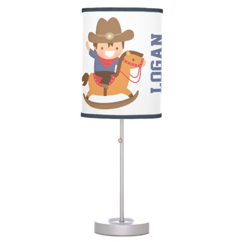 Little Cowboy on Rocking Horse Boys Room Decor Table Lamp