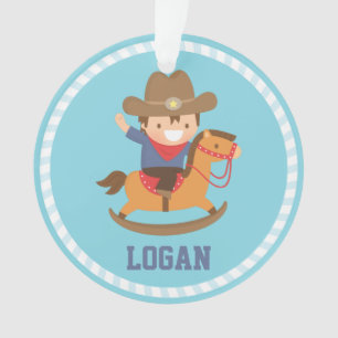 Little Cowboy on Rocking Horse Boys Room Ornament