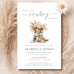 Little Cowboy On The Way Budget Boy Baby Shower Flyer