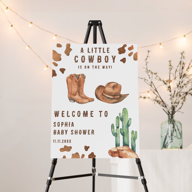 Little Cowboy on the way Welcome baby shower Foam Board (In Situ (Stand))