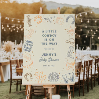 Little Cowboy on the Way Western Baby Shower Foam Board