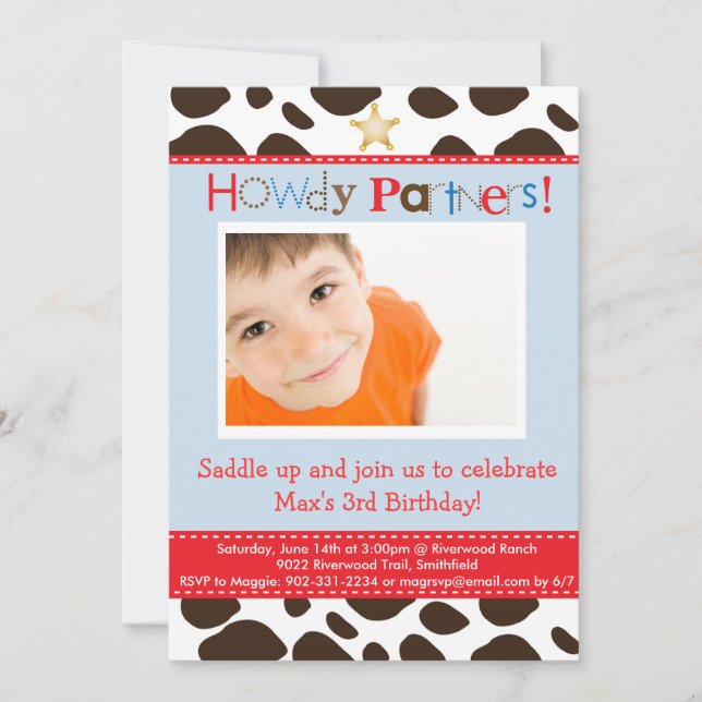 Little Cowboy Party Invitation (Front)