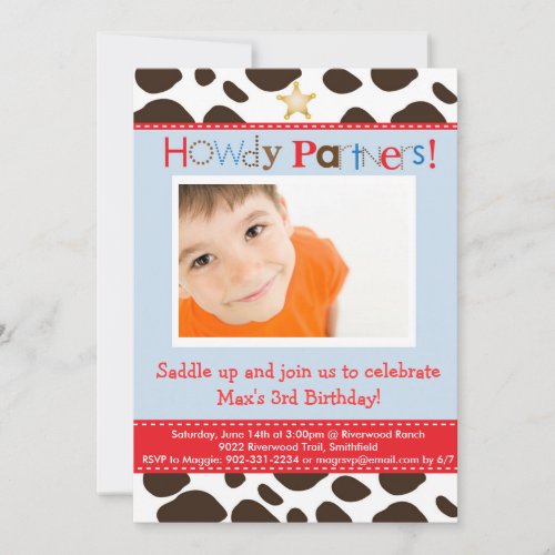 Little Cowboy Party Invitation Cards