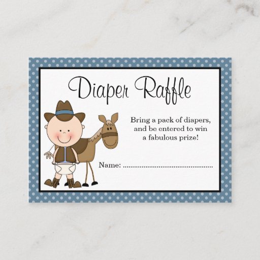 Customizable Little Cowboy Polka Dots Baby Shower Diaper Raffle Business Card Template