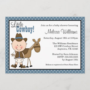 Little Cowboy Polka Dots Baby Shower Invitations