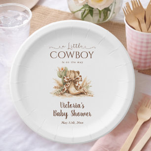 Little Cowboy Ranch Chic Western Boy Baby Shower Paper Plates