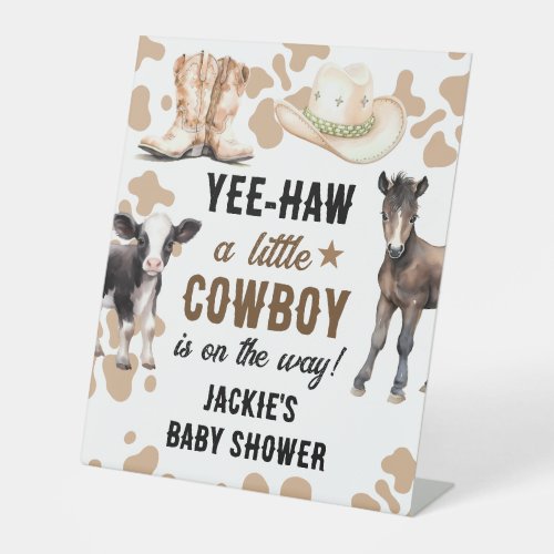 Little Cowboy Rodeo Baby Shower Pedestal Sign