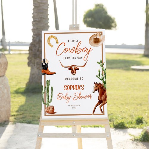 Little Cowboy Rodeo Baby Shower Welcome Sign