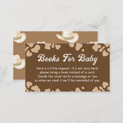 Little Cowboy Rodeo Books BAby Shower Enclosure Card