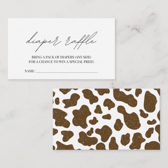 Little Cowboy Rustic Baby Shower Diaper Raffle Enclosure Card (Front/Back)