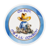 Little Cowboy Themed Baby Shower Edible Frosting Rounds (Front)