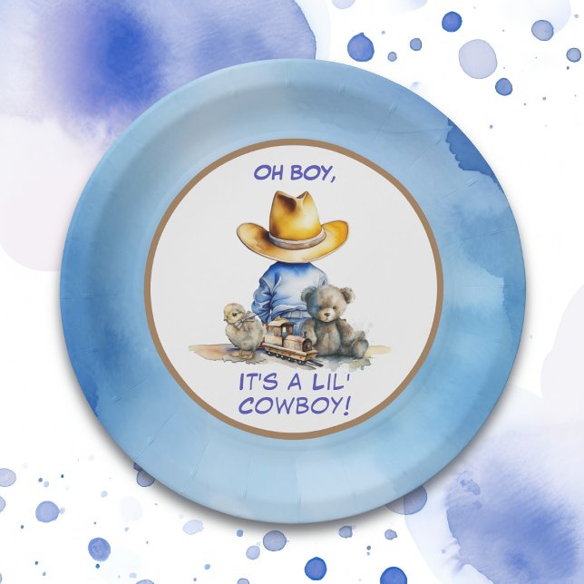 Little Cowboy Themed Baby Shower Paper Plates (Creator Uploaded)