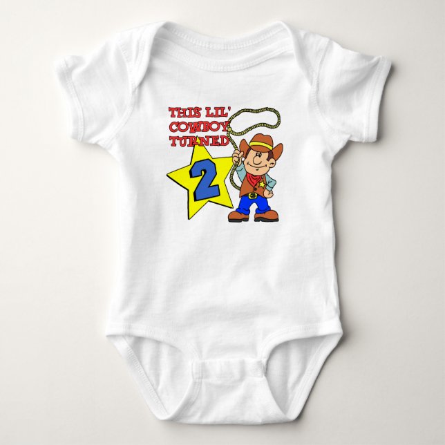 Little Cowboy Turned Two Baby Bodysuit (Front)