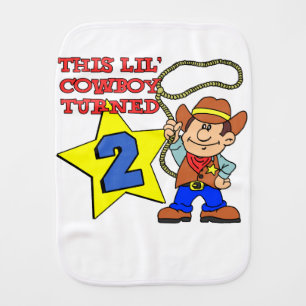 Little Cowboy Turned Two Baby Burp Cloth