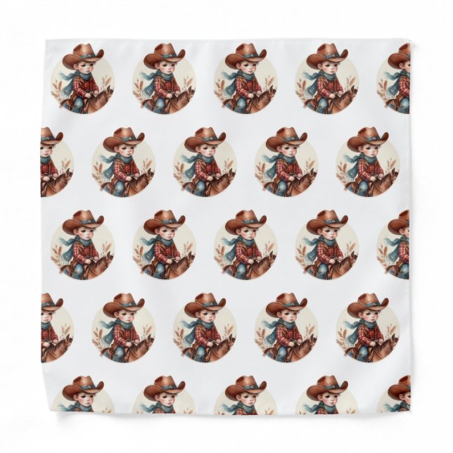 Little Cowboy Western Baby Shower Bandana (Front)