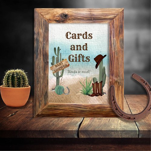 Little Cowboy Western Baby Shower Cards and Gifts  Poster