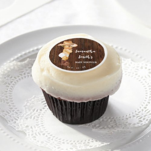 Little Cowboy Western Baby Shower Favor Edible Frosting Rounds