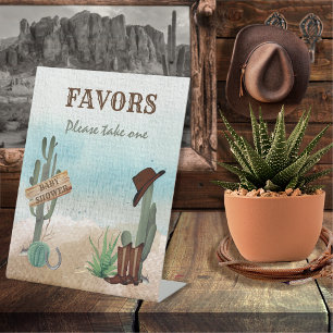 Little Cowboy Western Baby Shower Favors Pedestal Sign