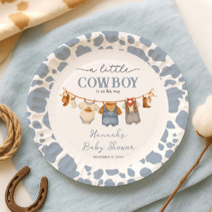 Little Cowboy Western Baby Shower Paper Plates