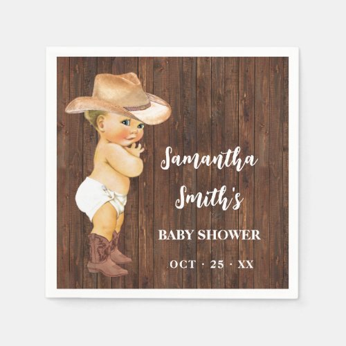 Little Cowboy Western Baby Shower Party Decor Napkins