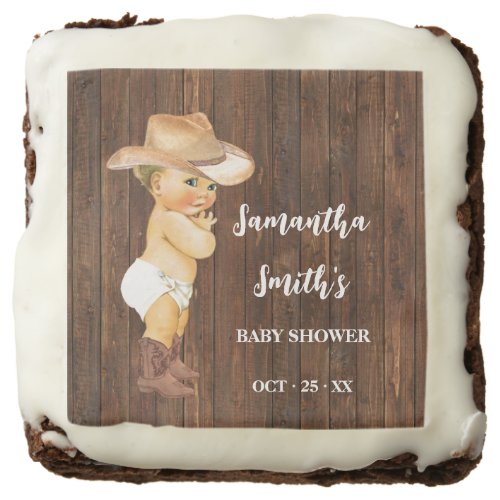 Little Cowboy Western Baby Shower Party Favor Brownie