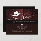 Little Cowboy Western Baby Shower Save the Date (Front/Back)
