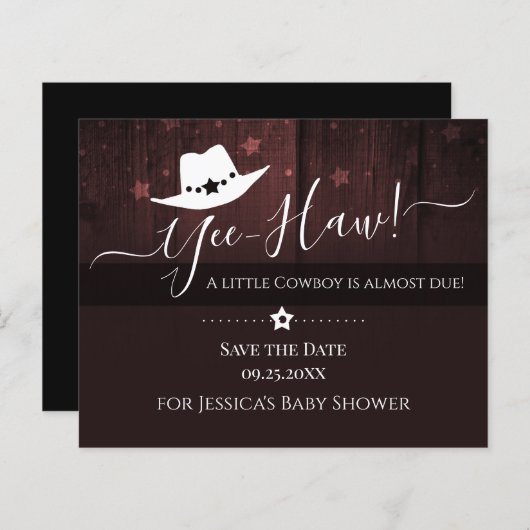 Little Cowboy Western Baby Shower Save the Date (Front/Back)