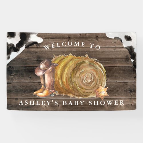 Little Cowboy  Western Baby Shower Welcome Banner