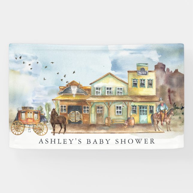Little Cowboy | Western Baby Shower Welcome Banner (Horizontal)