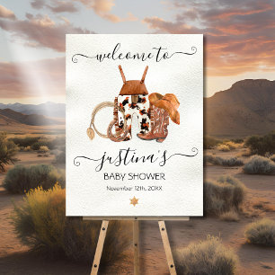 Little Cowboy Western Baby Shower Welcome Sign