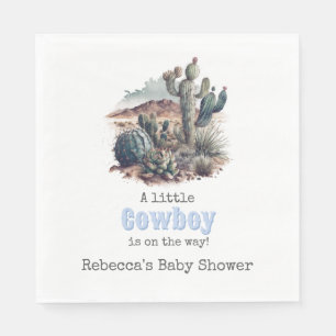 Little Cowboy Western Blue Boy Baby Shower Decor Napkins