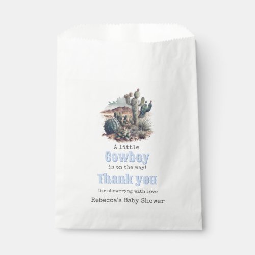 Little Cowboy Western Blue Boy Baby Shower  Favor Bag