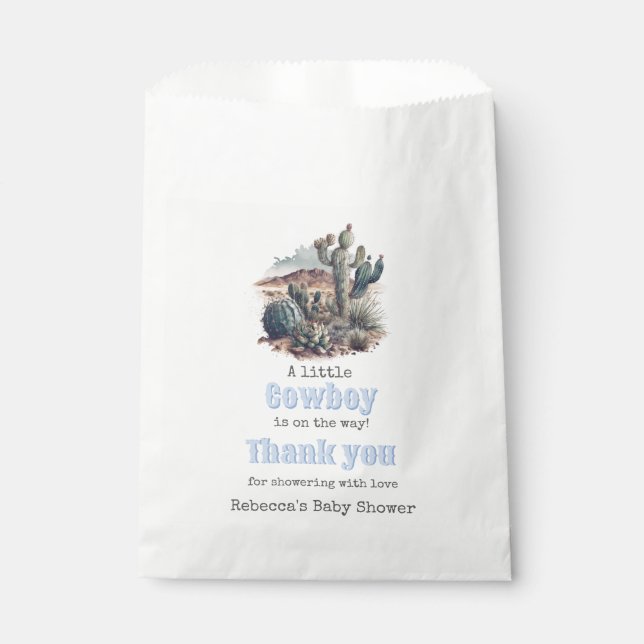 Little Cowboy Western Blue Boy Baby Shower  Favor Bag (Front)