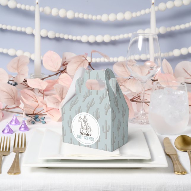 Little Cowboy Western Blue Boy Baby Shower Favor Boxes (Wedding)